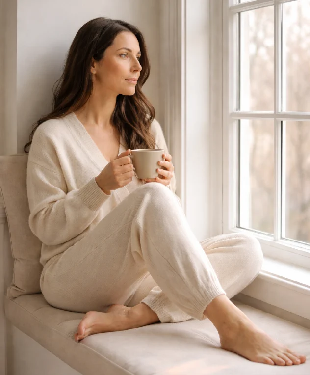 Woman sitting by a window